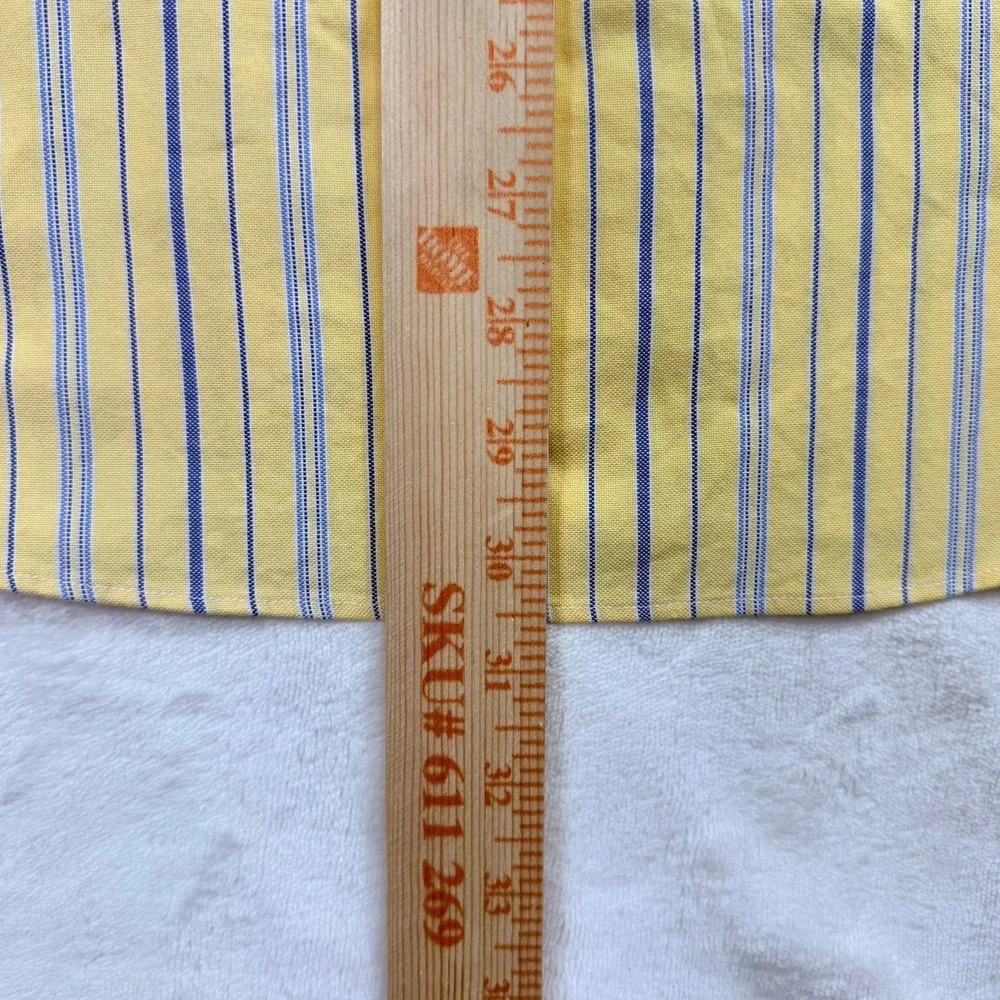 Ralph Lauren Classic Fit Striped Button Down Shirt Mens 15 M Yellow Blue Oxford
